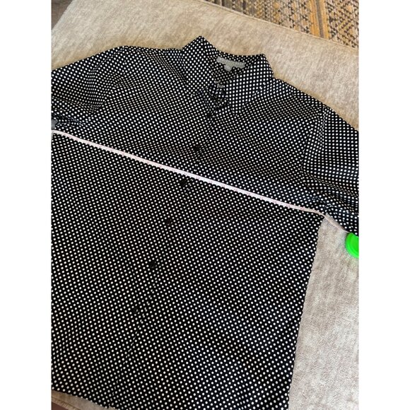 Black & White Polka Dot Wrinkle-Free Shaped Fit Button-Up Shirt Size 12 By Foxcr - Picture 7 of 7